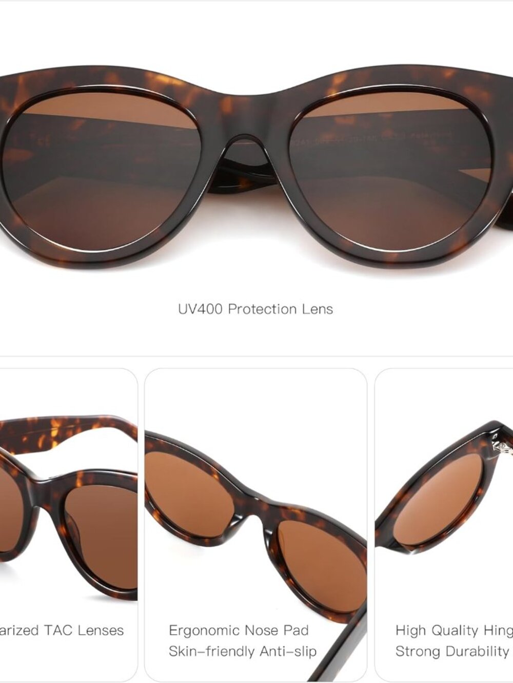 Polarized Sunglasses Women Round: Trendy Sun Glasses for Ladies - Retro Classic - Picture 3 of 6